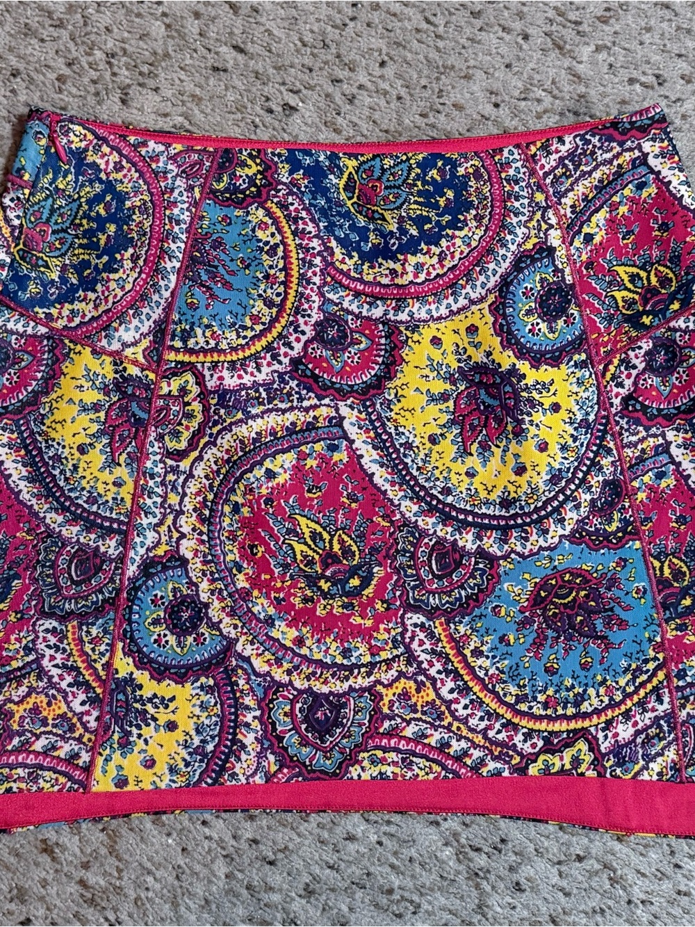 Boho Bright Paisley Mini Skirt in Pink, Yellow & Blue
